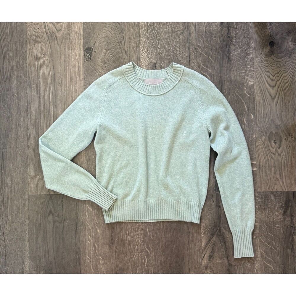NEW Everlane ReCashmere Cashmere Sweater Crew Top Aqua Blue Teal Green Mint XS